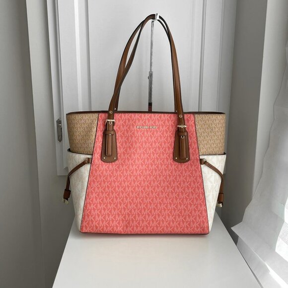 Michael Kors Tote Salmon Pink Brown